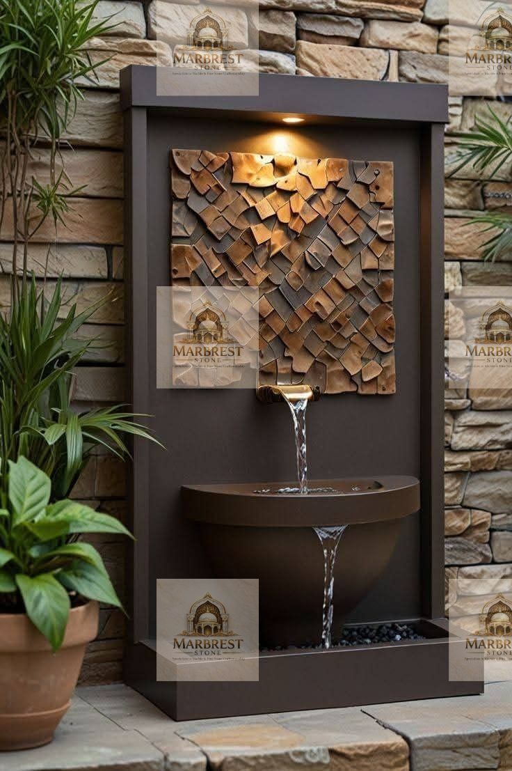 Contemporary Cascade Panel – Designer Garden Fountain — marble installation by Marbrest Stone, Premium Residential Landscape, Ahmedabad, India