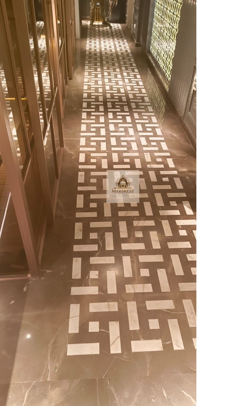 Marbrest Stone "Linear Labyrinth" Italian Marble Inlay — Premium Italian Marble base with handcrafted inlay from Makrana, Rajasthan marble by Marbrest Stone
