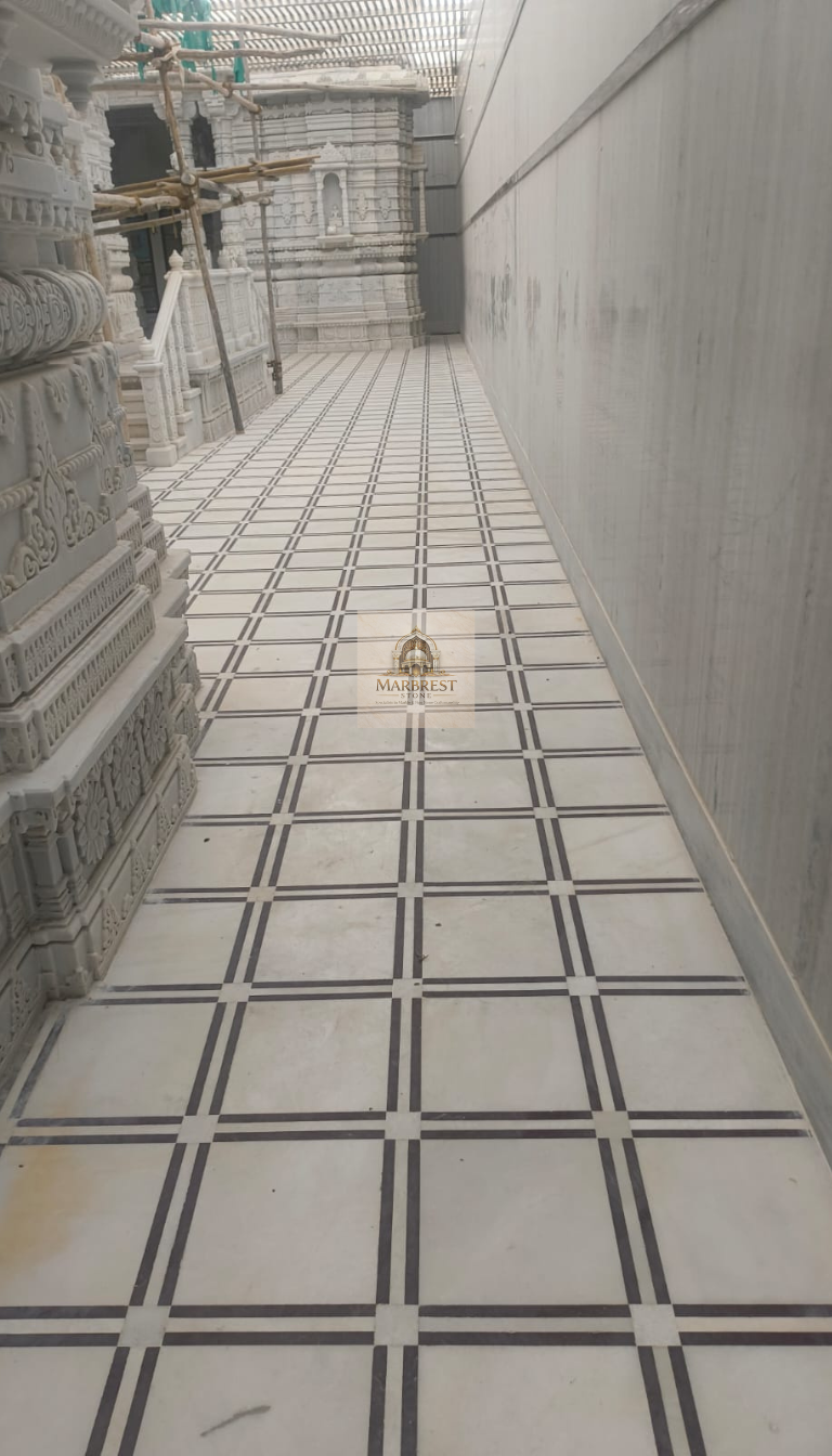 Marbrest Stone "Dharma-Chakra" Temple Flooring – Precision Geometric Inlay — Hand-crafted in Makrana, Rajasthan – specialized for religious architectural projects marble by Marbrest Stone