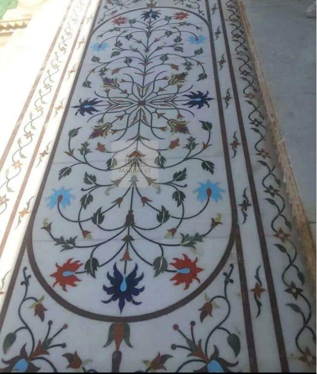 Marbrest Stone Imperial Vine Inlay – Heritage Floral Panel. — Hand-crafted by master artisans in Makrana, Rajasthan marble by Marbrest Stone