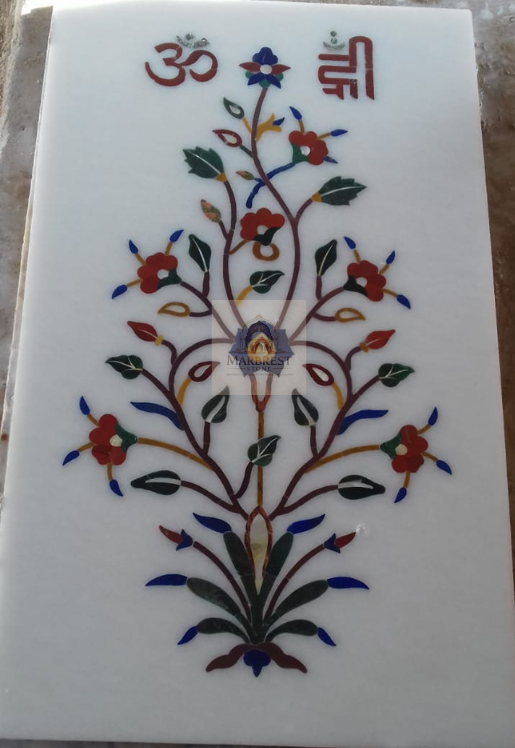 Marbrest Stone Sacred "Om Shree" Inlay – Hand-Carved Spiritual Tablet — Makrana, India marble by Marbrest Stone