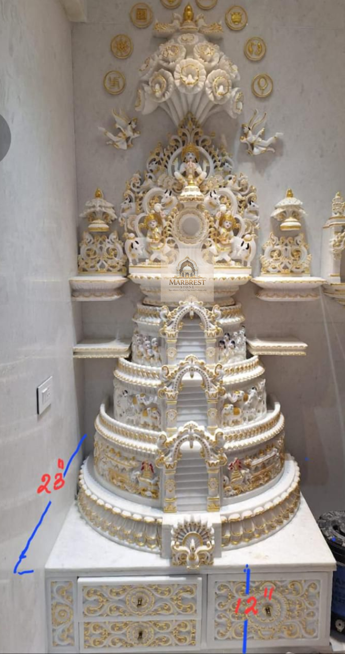 Marbrest Stone Vaikuntha Grand Mandir – Multi-Tiered Sovereign Shikhara — Hand-chiseled by hereditary master artisans in Makrana marble by Marbrest Stone