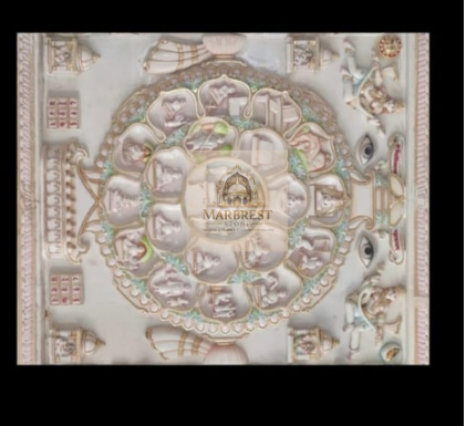 Marbrest Stone Sahaswara Mandala – Sacred Radial Ceiling Masterpiece — Traditional Pietra Dura Art from Makrana marble by Marbrest Stone