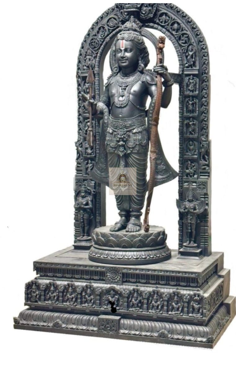 Marbrest Stone Dharma-Raj Sculpture – Hand-Carved Black Basalt/Granite Masterpiece — Specialized Dark Stone Studio, Makrana marble by Marbrest Stone