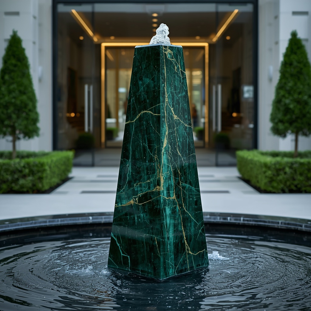 The Obelisk Imperial Emerald Green Quartzite Fountain — Western Alps, Italy / Premium South American Beds (Exotic Verde Imperial Quartzite) marble by Marbrest Stone