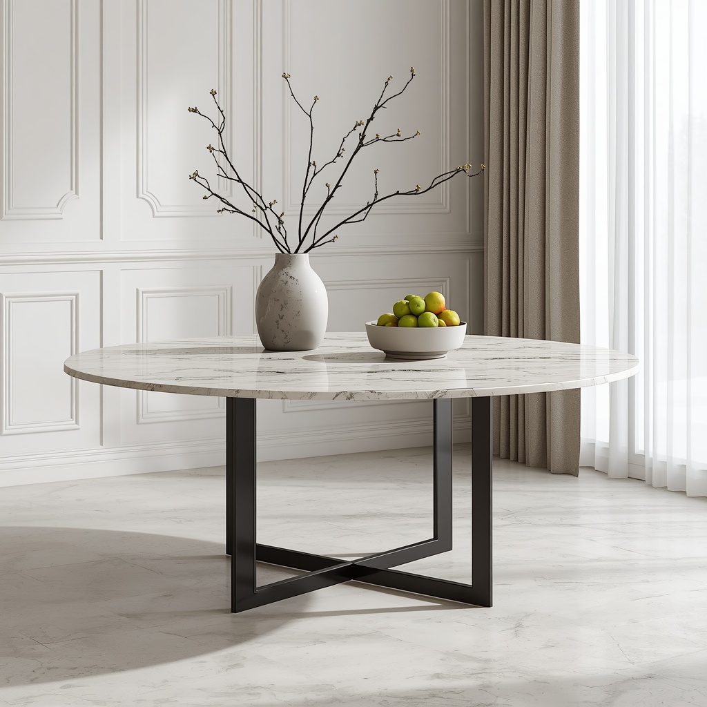 The Carrara Horizon Round Dining Table — Carrara, Tuscany, Italy (Premium Carrara/Statuario Marble) marble by Marbrest Stone