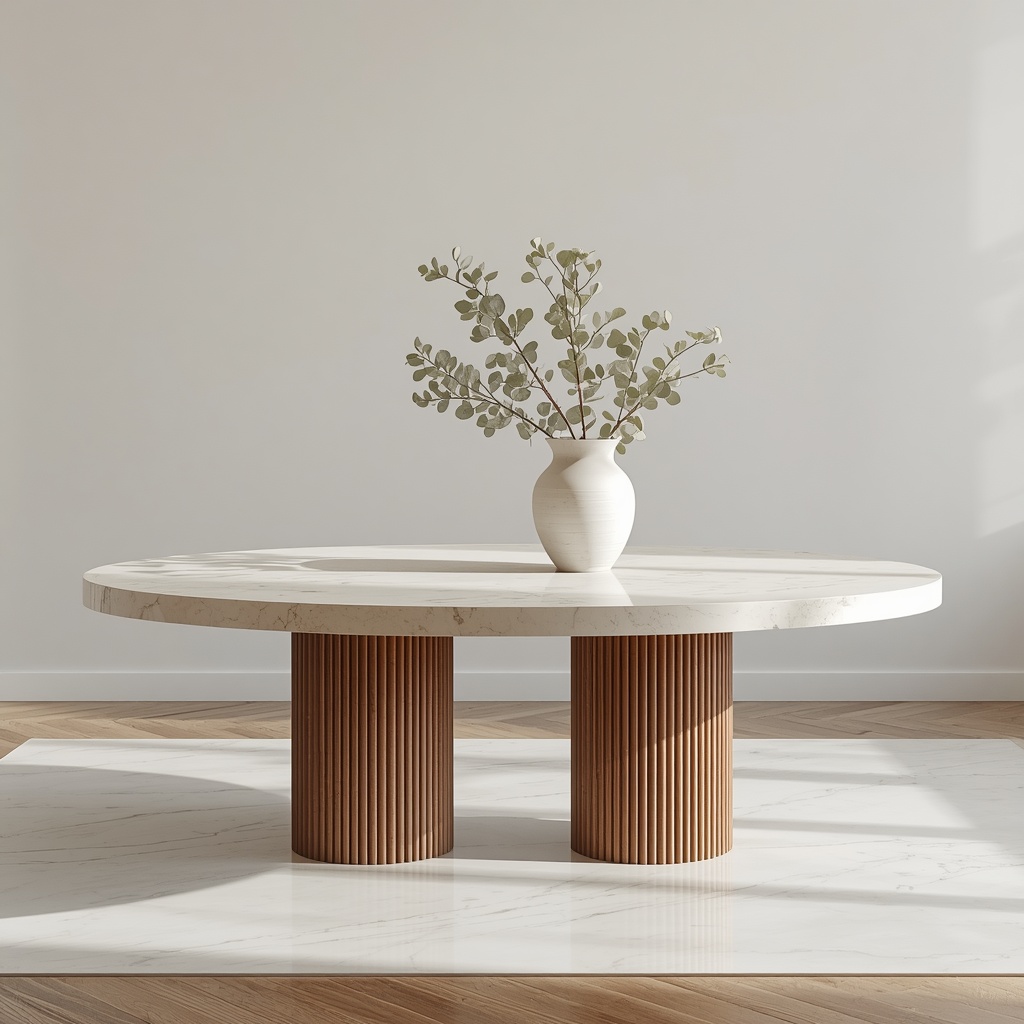 The Ivory Symphony Racetrack Dining Table — Minas Gerais, Brazil (Exotic Taj Mahal Quartzite) marble by Marbrest Stone