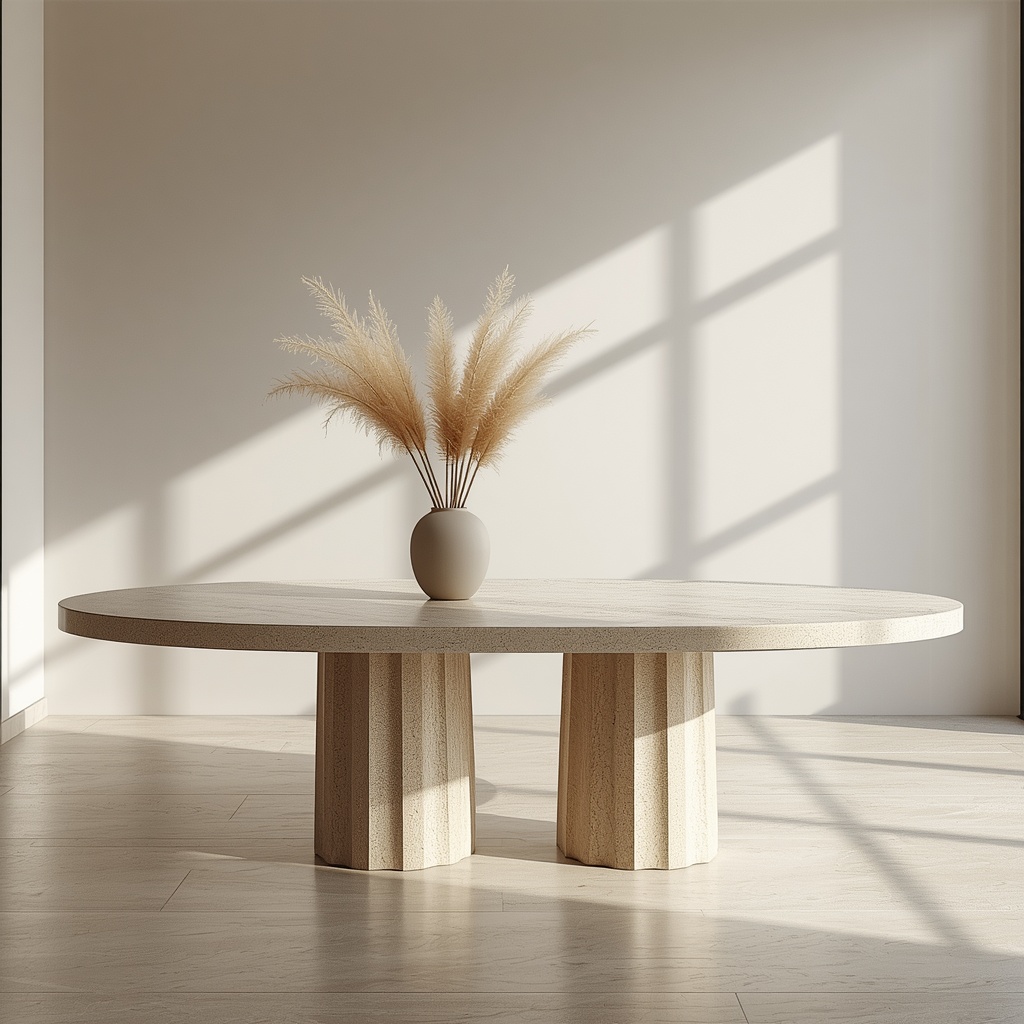 The Riviera Travertine Oval Dining Table — Tivoli, Italy (Premium Italian Beige Travertine) marble by Marbrest Stone