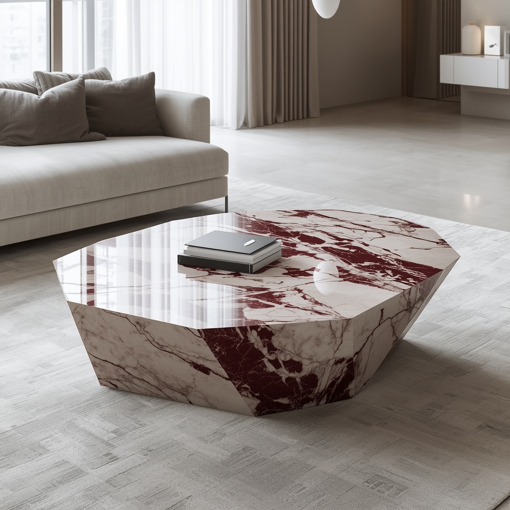 The Viola Monolith Faceted Coffee Table — Apuan Alps, Tuscany, Italy (Exclusive Calacatta Viola Marble) marble by Marbrest Stone