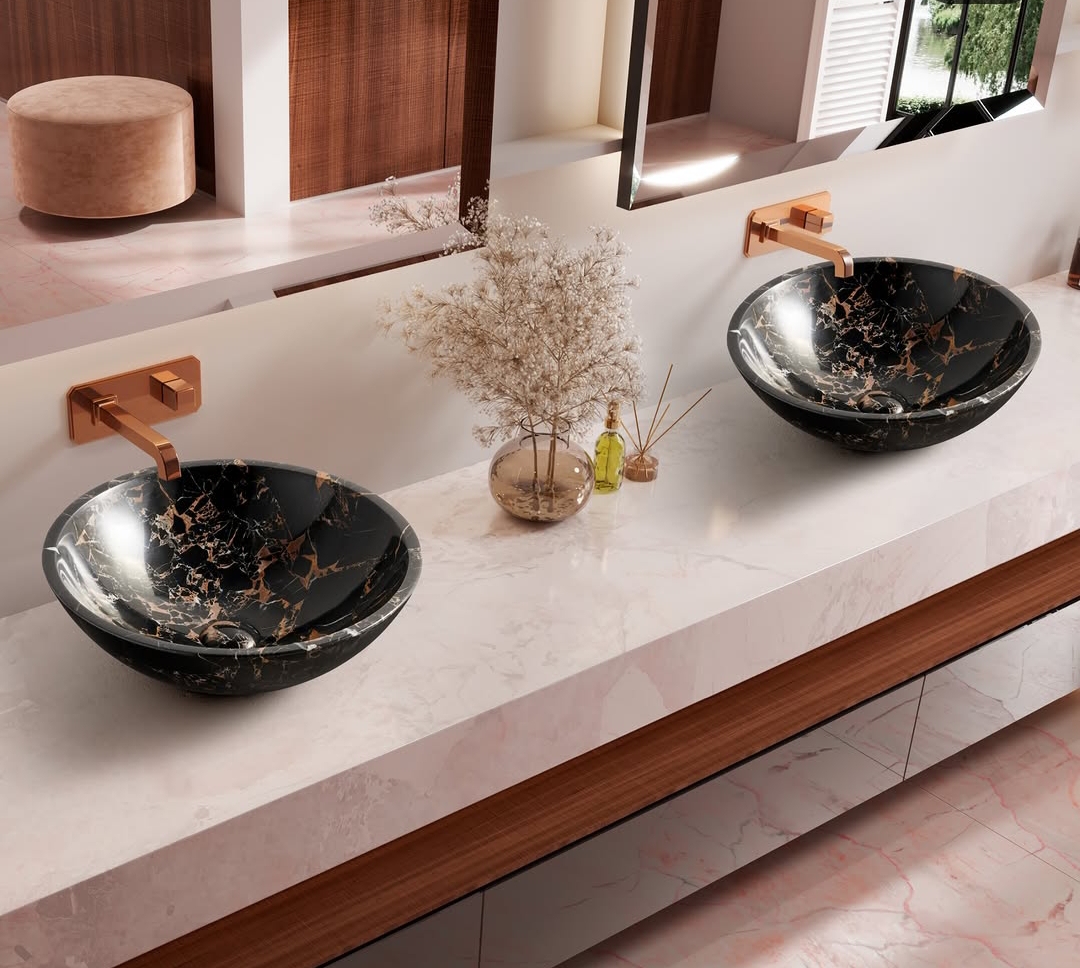 The Nero Imperial Circular Basin — Exclusive Quarries in Italy / Spain (Premium Gold-Veined Black Marble) marble by Marbrest Stone